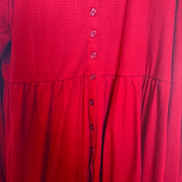 Torrid 3X red babydoll jersey lace top plus size blouse NWT buttons - Picture 2 of 9